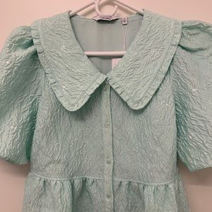 & Other Stories buttoned puff sleeve mini dress